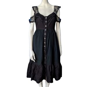 Elliatt black crochet overlay midi dres